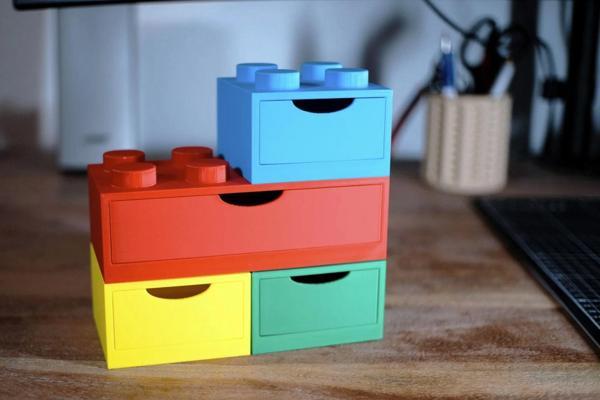 Renkli Lego Blok Organizer Kutu Seti - Masa Üstü Kalemlik Kırtasiye Çekmeceli Düzenleyici Hediye - Image 1