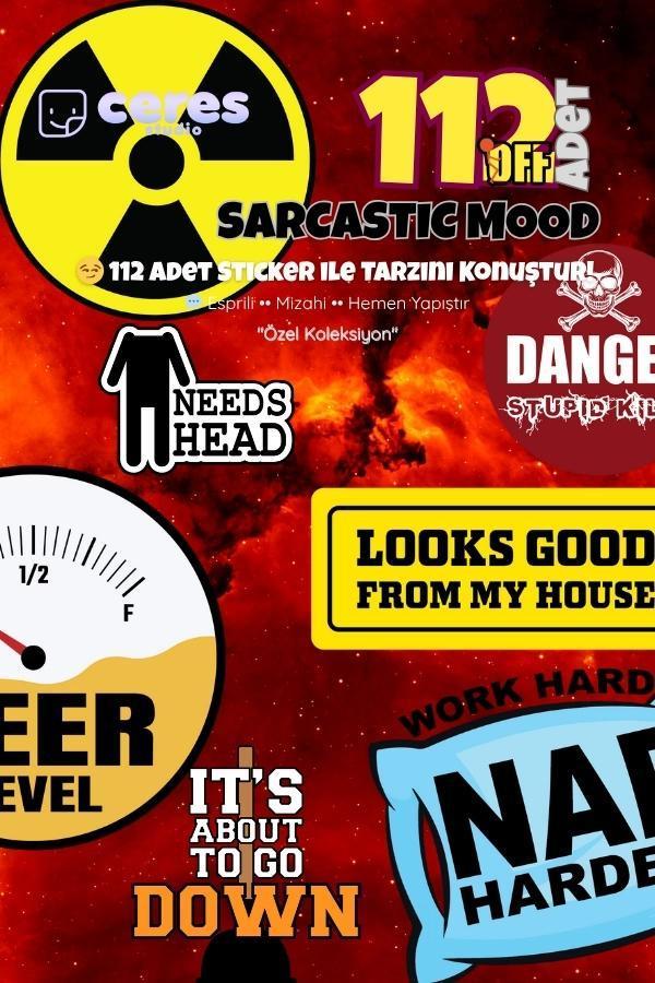 Sarcastic Mood Sticker Seti – 112 Parça Esprili, Mizahi, İronik Sticker Koleksiyonu - Image 1