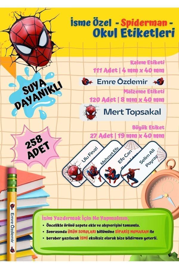 Spiderman Okul Etiketi Defter Etiketi Kalem Etiketi Kişiye Özel Suya Dayanıklı İsim Yazılabilien - Image 1