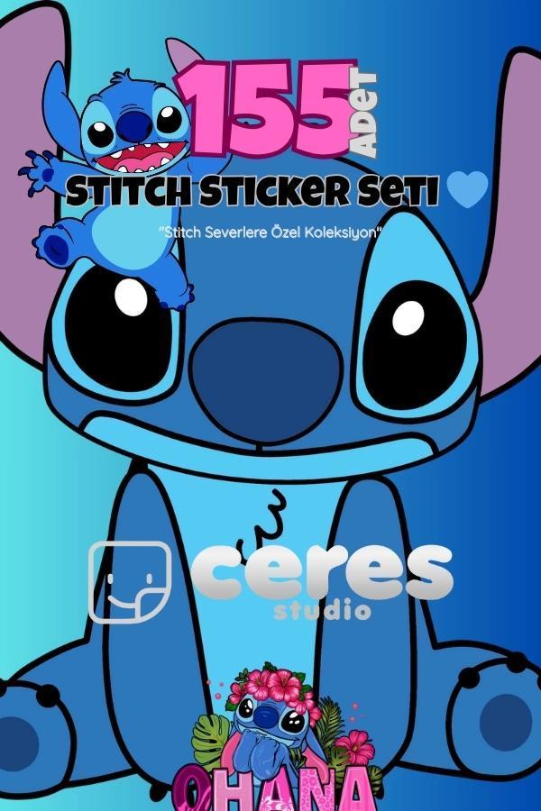 Stitch Temalı 155 Parça Sticker Seti - Kawaii Karakter Etiketleri Defter Laptop Telefon İçin - Image 1