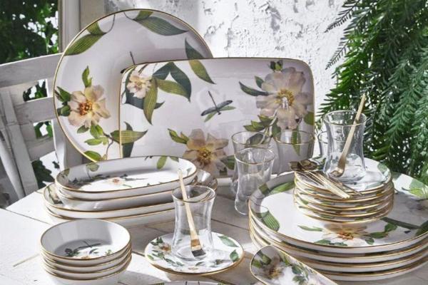 Fecra Floranda 35 Parça Gold Fileli Kahvaltı Seti - Image 1