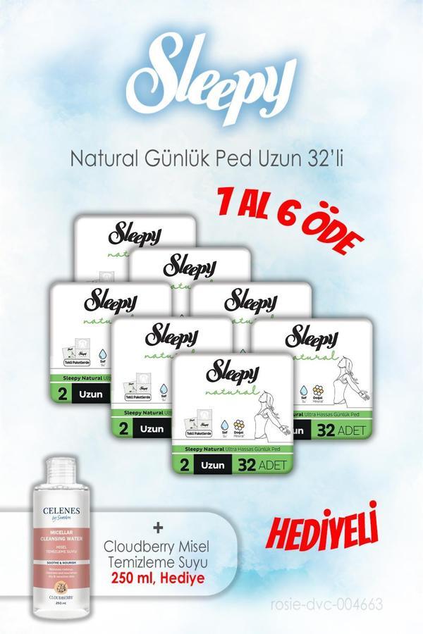 7 AL 6 ÖDE Sleepy 32'li Natural Günlük Uzun ve 250 ML Temizleme Suyu - Image 1