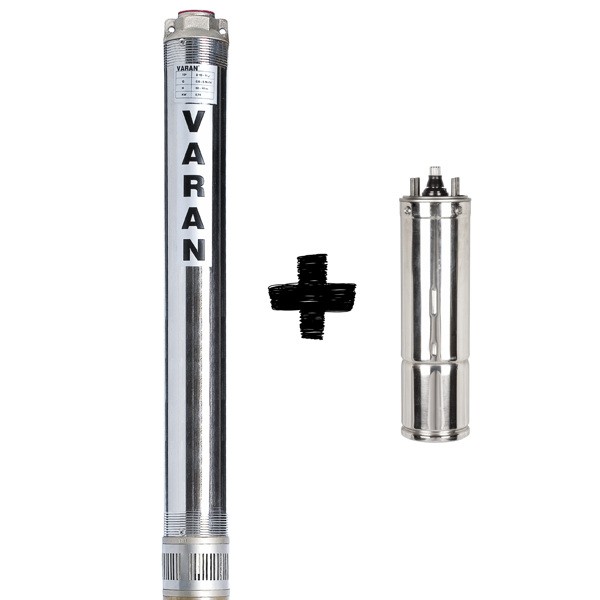 Varan 4SD 4/8 (MOTORLU) Paslanmaz 4" Derin Kuyu Pompası 0.75 HP / 0.55 kW, Monofaze 220 V, 60 Mss - Image 1