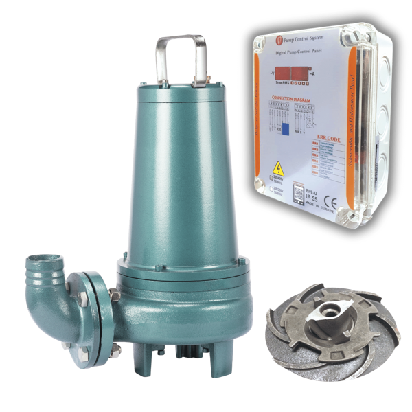 Varan WQK 30-7-2.2QG Bıçaklı (KORUMA PANOLU) Foseptik Dalgıç Pompa 3 HP / 2.2 kW, Trifaze 380 V - Image 1