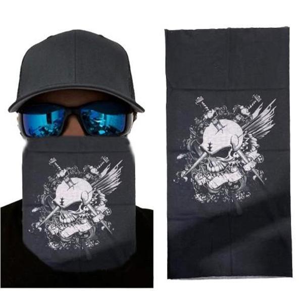 Siyah Beyaz Kafatası Baskılı Buff Bandana 25x48 cm - Image 1