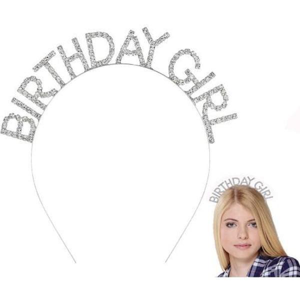 Gümüş Kristal Taşlı Birthday Girl Tacı - Image 1