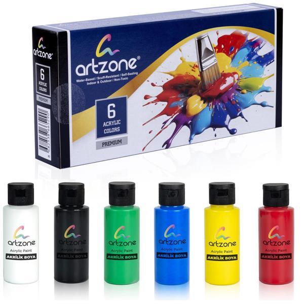 Artzone Akrilik Boya Seti 6 Renk x 60ml. - Ana Renkler - Image 1