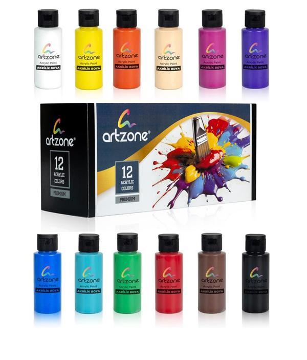 Artzone Akrilik Boya Seti 12 Renk x 60ml.  - Image 1