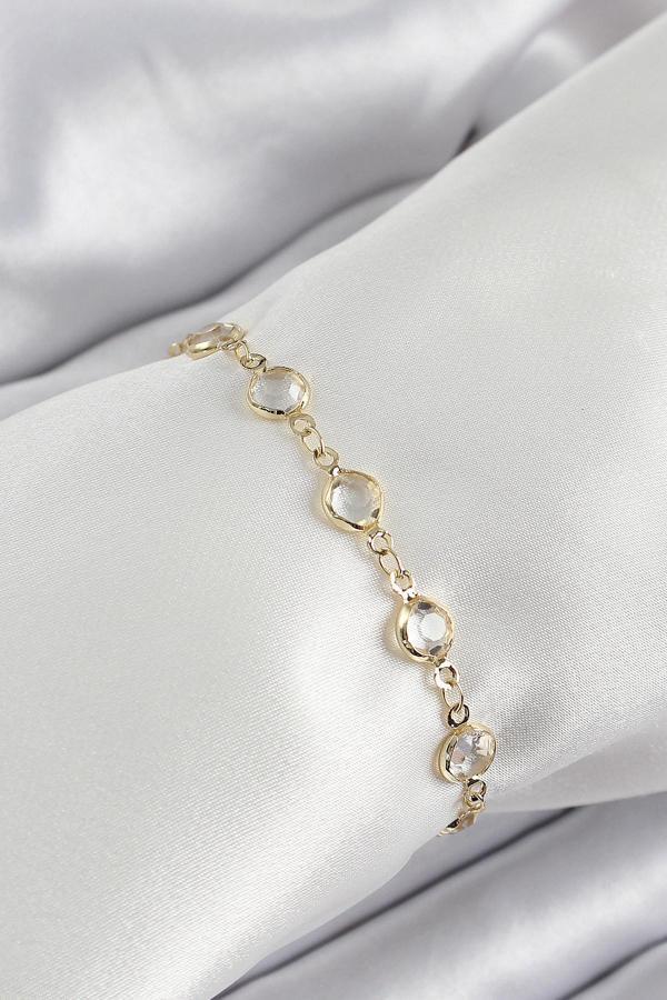Pirinç Gold Renk Zirkon Taşlı Kadın Bileklik - EBJ250605W34568 - Image 1