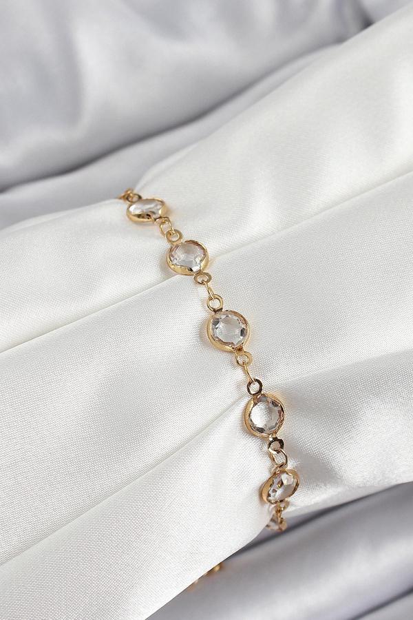 Pirinç Gold Renk Zirkon Taşlı Kadın Bileklik - EBJ250605W34573 - Image 1