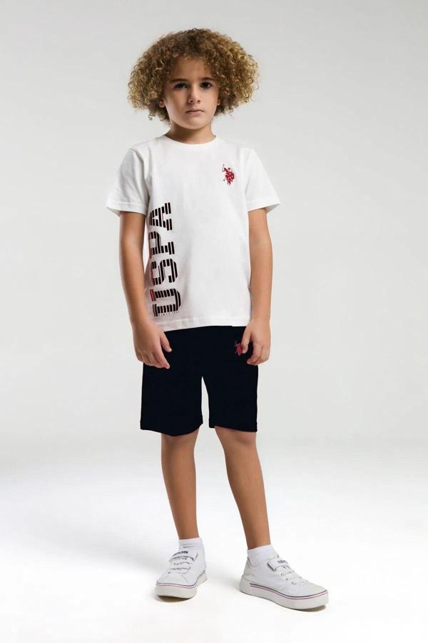U.S. Polo Assn. 2019 Erkek Çocuk Bisiklet Yaka Logolu Şortlu Kısa Kollu Pijama Takım - Image 1