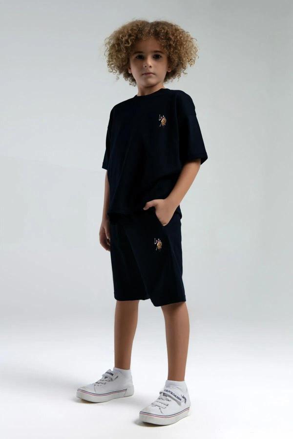 U.S. Polo Assn. 2119 Erkek Çocuk Logolu Bisiklet Yaka Kısa Kollu Şortlu Pijama Takım - Image 1