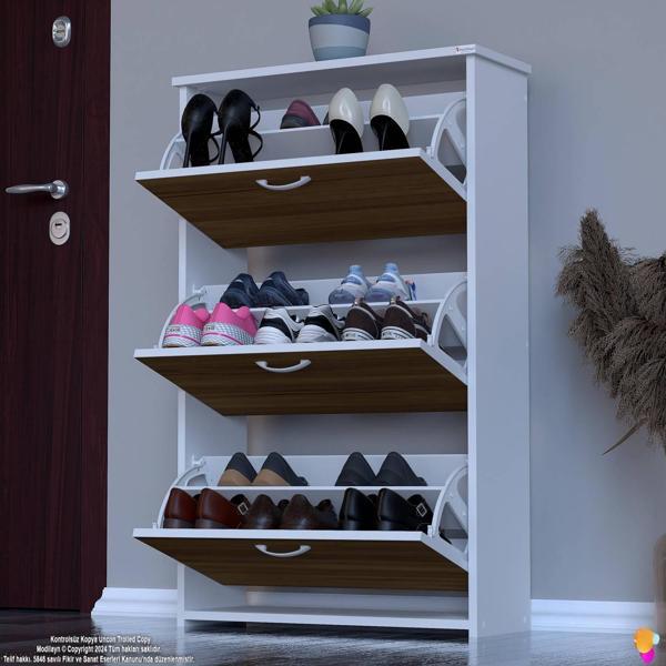 Modilayn WEST Antre 72x116x26 cm’ lik 3 Düşer Kapak 6 Göz Bölmeli Ayakkabılık - Image 1
