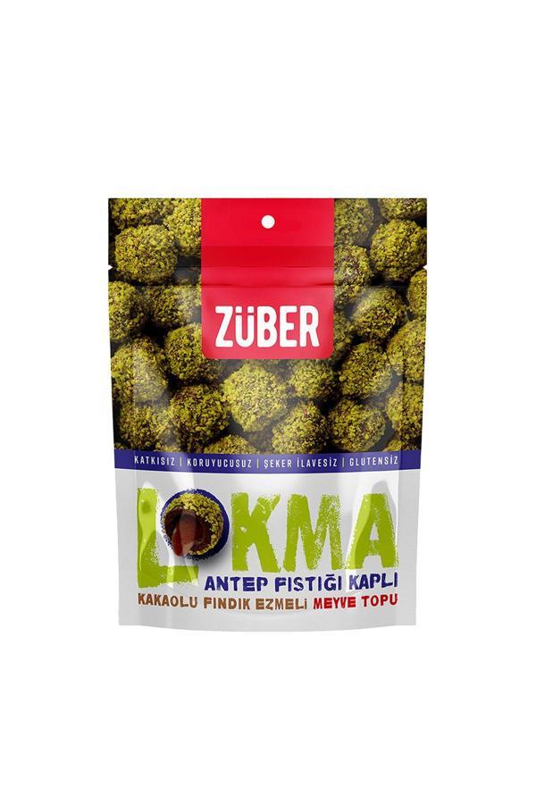 Züber Lokma Antep Fıstığı Kaplı Kakaolu Fındık Ezmeli Meyve Topu (96 G) X12 Adet - Image 1