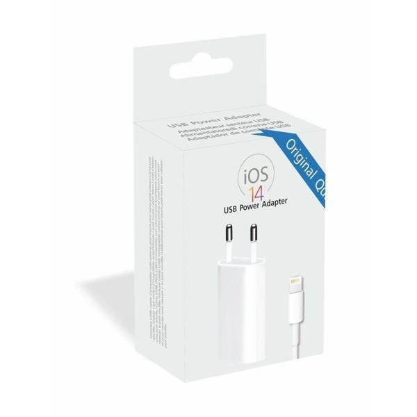 PDAteknoloji iOS 14 USB Şarj Adaptör + Lightning Şarj Kablosu Beyaz A2118-2IN1 - Image 1