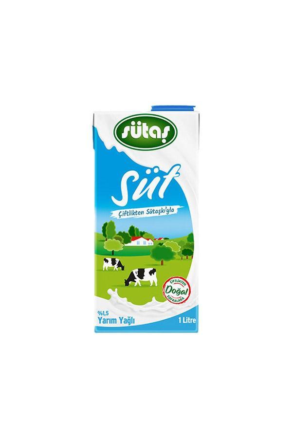 Sütaş Yarım Yağlı Süt (1 L) X12 Adet - Image 1