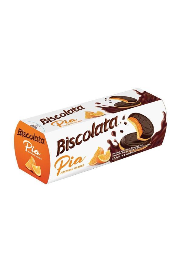 Biscolata Pia Portakallı Sandviç Bisküvi 100 Gr X12 Adet - Image 1