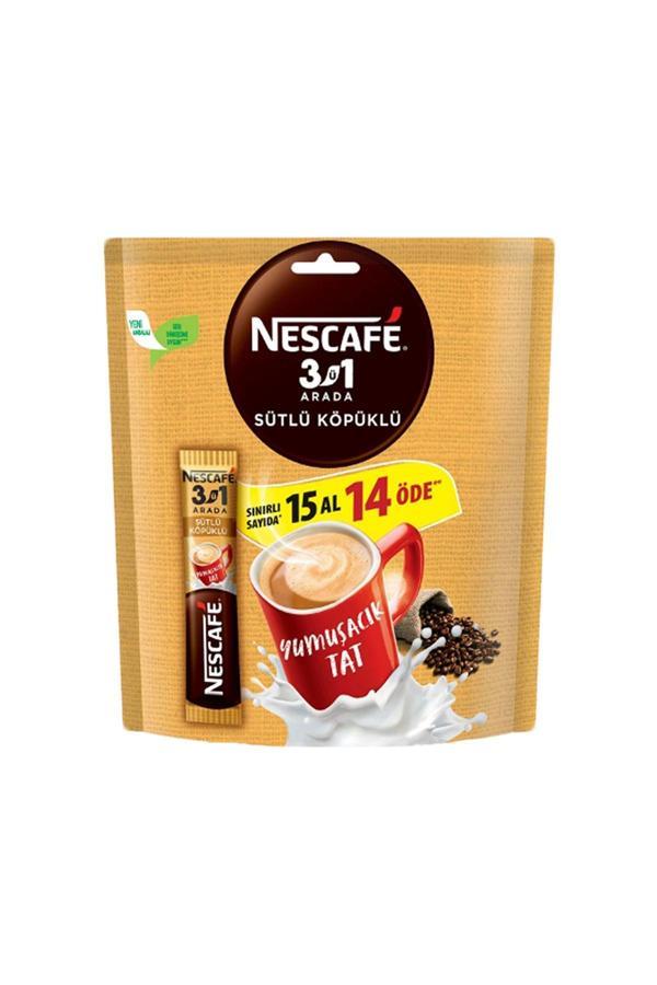 Nescafe 3'Ü 1 Arada Sütlü Köpüklü Kahve (15'Li) X6 Adet - Image 1