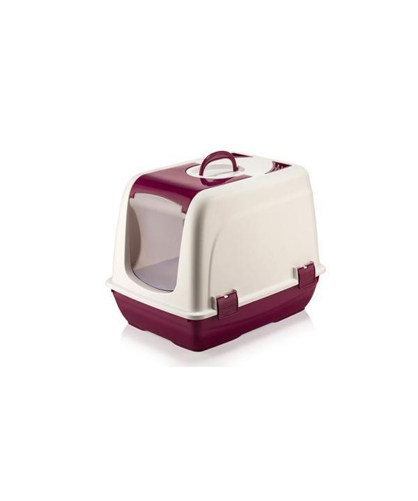 Omnipazar SY-5088 Küçük Kapaklı Evcil Hayvan Kedi Tuvaleti  Bordo - Image 1