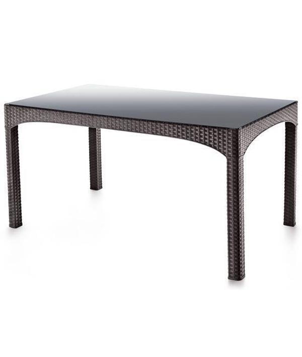 Omnipazar SY-2589 Kahverengi Rattan Temperli Kapalı Camlı Masa Dikdörtgen  - Image 1