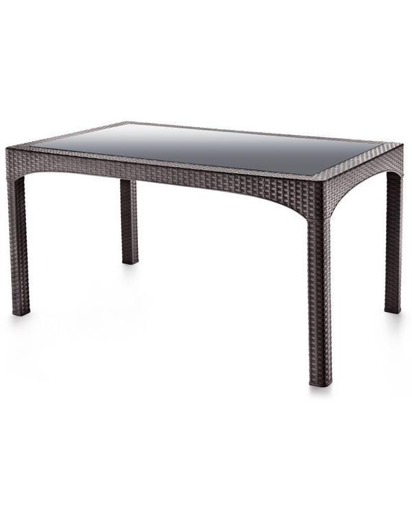 Omnipazar SY-2586 Kahverengi Rattan Temperli Camlı Masa Dikdörtgen 92782 - Image 1