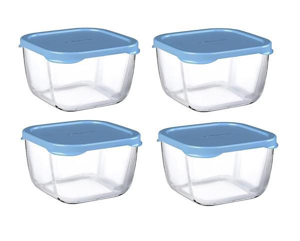 Paşabahçe 53223 snowbox 4 lü cam saklama kabı 275cc mavi - Image 1