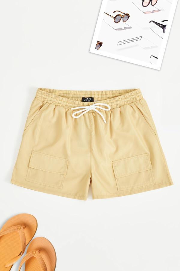Cep Detaylı Erkek Deniz Şortu Hardal - Image 1