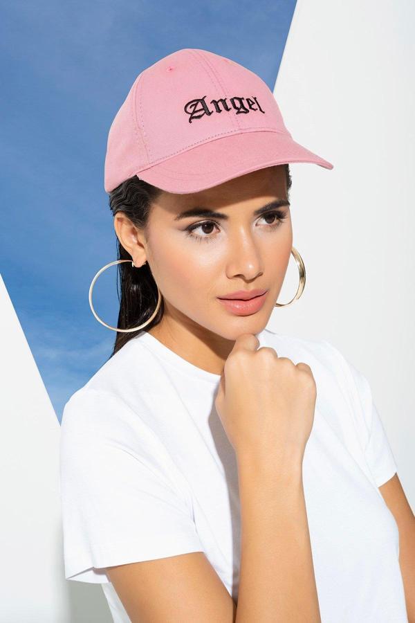 Angel Nakışlı Siperli Beyzbol Pembe Şapka - Image 1