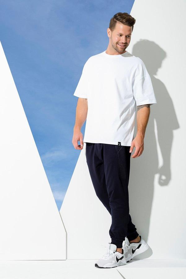 2'li Pamuk File Detay T-shirt Lacivert Joger Takım - Image 1