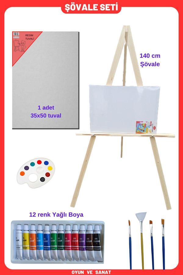 O&S Oyun Ve Sanat Eğlen-Üret Şövale Yağlı Boya Resim Başlangıç Seti - Tuval Resim Seti, Şövalye Tüval - Image 1