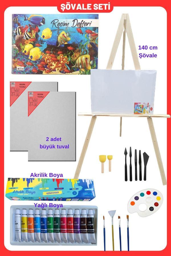 Ig Yağlı Boya Resim Başlangıç Seti-Şövale,35*50Cm Resim Defteri Ve 2 Tuval, (Şövalye) - Image 1