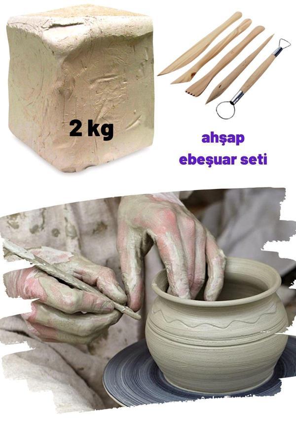 O&S Oyun Ve Sanat Eğlen-Üret 2 Kg Seramik Hamuru Seti, Kil Çamuru Ebeşuar, Oyun Hamuru Seti, Havayla Kuruyan Kil Çamur Seramik - Image 1