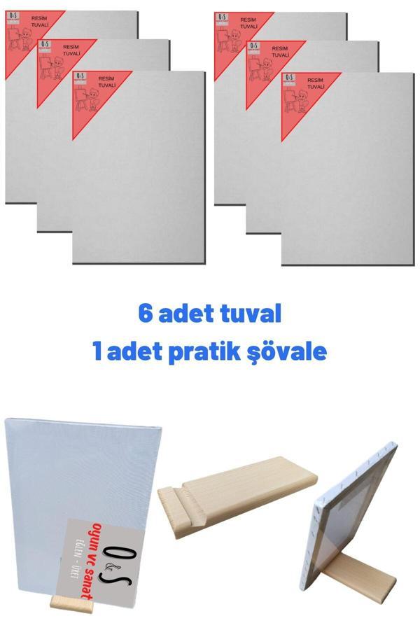 O&S Oyun Ve Sanat Eğlen-Üret 6 Adet Tuval, Resim Tuvali Seti, Tual Ve Şövale, Ressam Tuval Şövalye Seti - Image 1