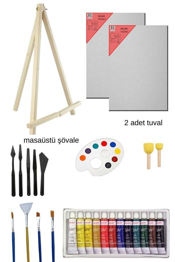 Oyun Ve Sanat Yağlı Boya Resim Başlangıç Seti 2- Küçük Şövale, Yağlı Boya, Fırça, (Şövalye) - Image 1