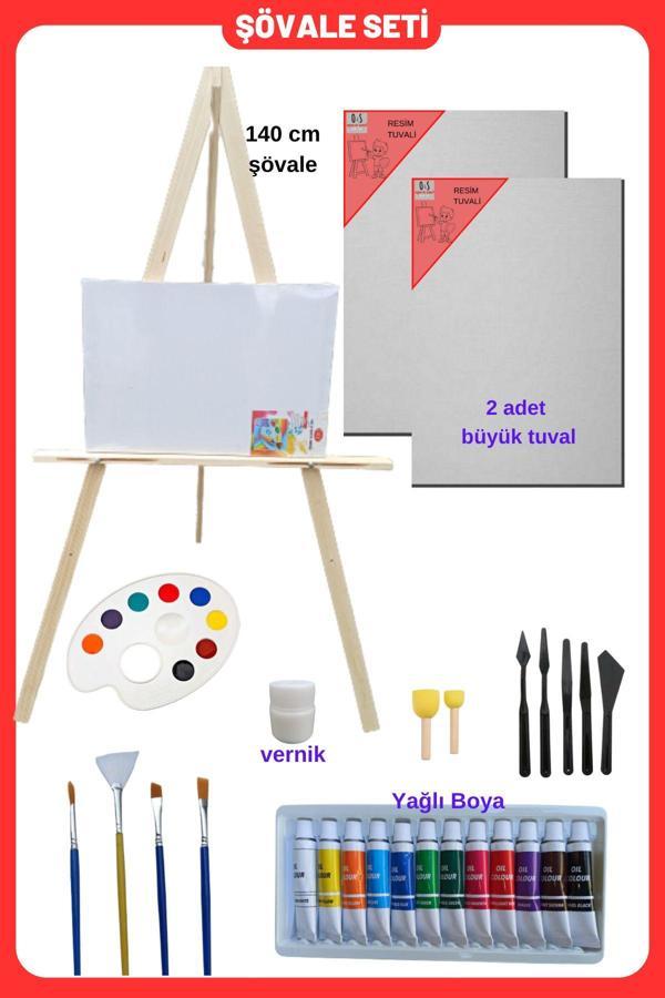 Oyun Ve Sanat Yağlı Boya Resim Başlangıç Seti-Şövale, 2 Adet Tuval Seti (Şövalye, Tual Seti) - Image 1