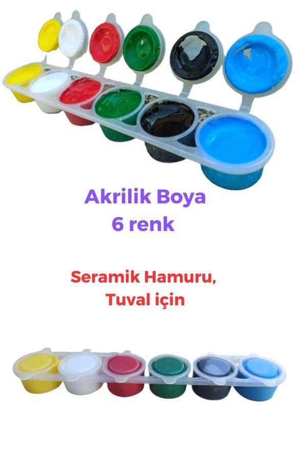 O&S Oyun Ve Sanat Eğlen-Üret Akrilik Boya 6 Renkli, Seramik Hamuru, Resim Seti, Kil Çamuru Için Acrylic Paint - Image 1