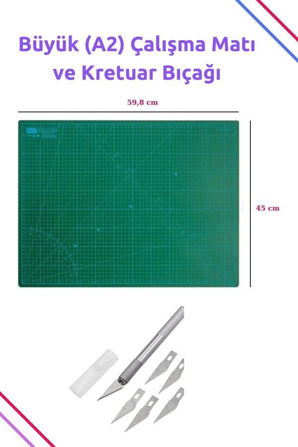 O&S Oyun Ve Sanat Eğlen-Üret Büyük A2 Mat Çalışma Pedi (59X45 Cm) Kesme Matı, Sanat Peti, Mat Kretuar, Plastik Ahşap Kesme Bıçağı - Image 1