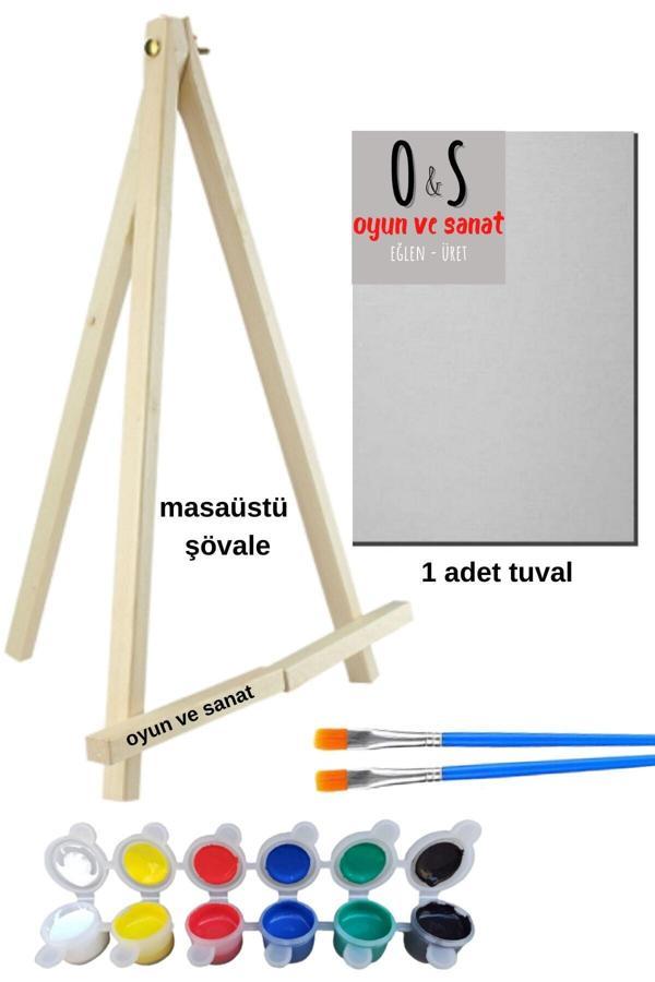 O&S Oyun Ve Sanat Eğlen-Üret Hediye Resim Seti, Resim Başlangıç Seti, Akrobat Şövale, Akrilik Boya Tuval Set, Tual Şövalye - Image 1