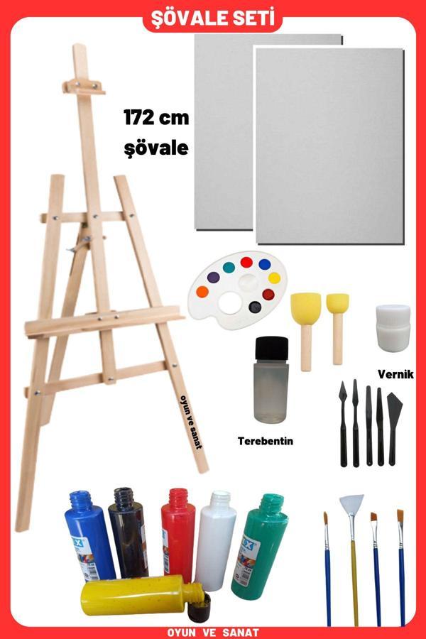 O&S Oyun Ve Sanat Eğlen-Üret Lüks Resim Başlangıç Seti 1 -Büyük Şövale (Şövalye), 2 Tuval (Tual Seti), Ressam Seti - Image 1