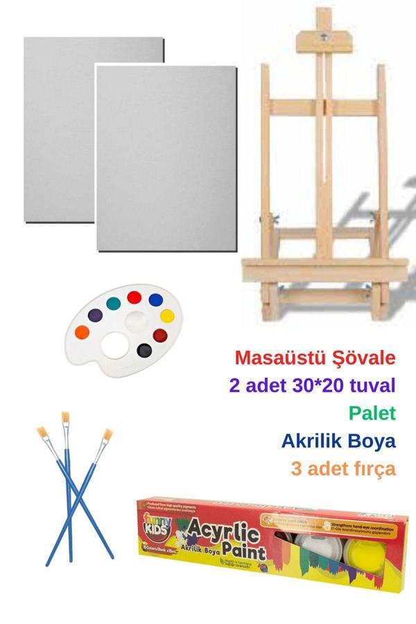 O&S Oyun Ve Sanat Eğlen-Üret Masaüstü Şövale Tuval Resim Boya Seti, Hediye Masa Üstü Şövalye Ressam Seti - Image 1