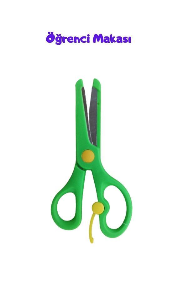 O&S Oyun Ve Sanat Eğlen-Üret Öğrenci Çocuk Okul Etkinlik Makası, Karton Resim Yeşil Makas, Green Student Scissors - Image 1