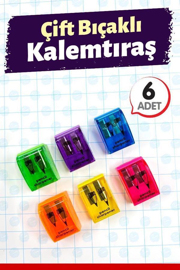 6 Adet Kalemtıraş Çiftli Kapaklı -T1415 - Image 1