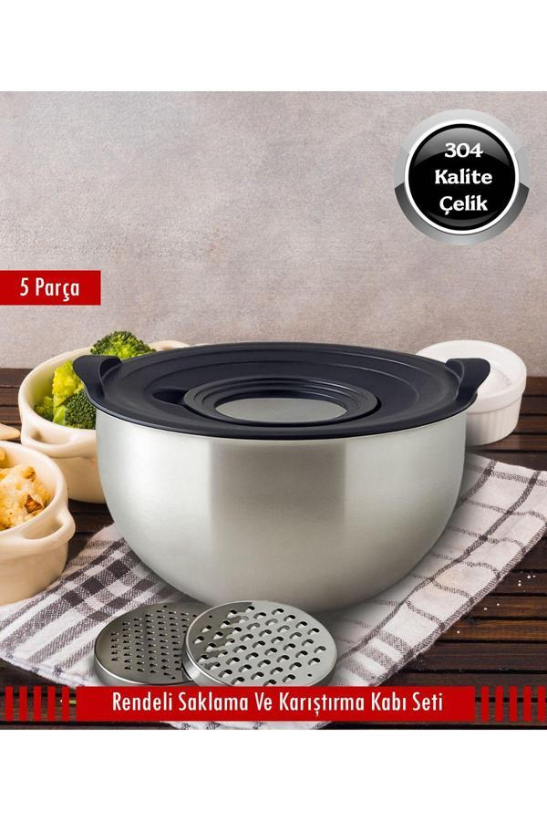 Çelik 5 Parça Kase Saklama Ve Karıştırma Kabı - Image 1