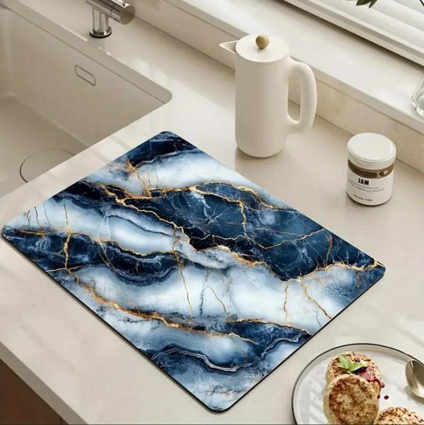 55 CM x 45 CM LÜKS FAYANS TEMALI TEZGAH ÜSTÜ BULAŞIK KURUTMA MATI BULAŞIKLIK KURUTMA ÖRTÜSÜ - Image 1