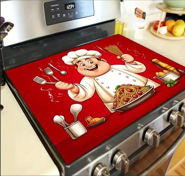 55 CM x 45 CM JOLLY ŞEF VE MAKARNA TASARIMI TEZGAH ÜSTÜ BULAŞIK KURUTMA MATI BULAŞIKLIK KURUTMA ÖRTÜSÜ - Image 1
