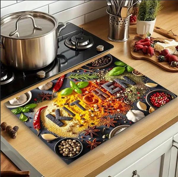 55 CM x 45 CM MUTFAK BAHARAT TASARIMI TEZGAH ÜSTÜ BULAŞIK KURUTMA MATI BULAŞIKLIK KURUTMA ÖRTÜSÜ - Image 1