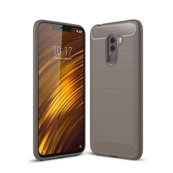 Xiaomi Pocophone F1 ile Uyumlu Kamera Korumalı Darbe Önleyici Carbon Brushed Silikon Kılıf - Image 1