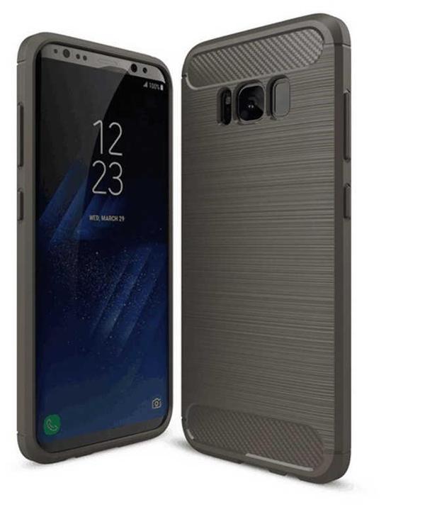 Samsung Galaxy S8 ile Uyumlu Kamera Korumalı Darbe Önleyici Carbon Brushed Silikon Kılıf - Image 1