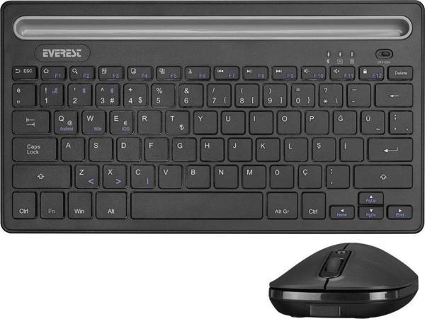 Everest KM-BT803 Siyah 3 in 1 BT 5.0+3.0+2.4Ghz 1600dpi Q Multimedia Kablosuz Klavye + Mouse Set - Image 1