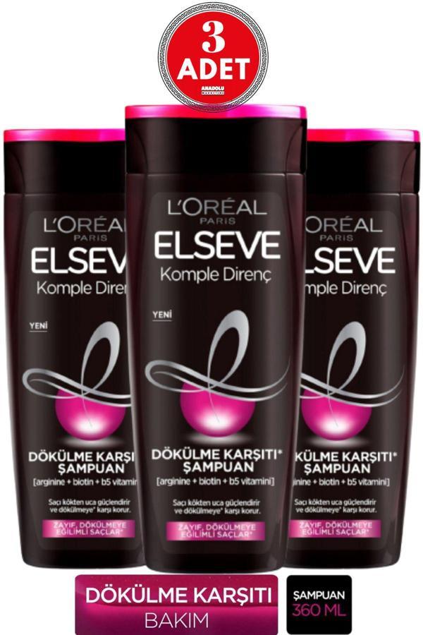 Elseve L'Oréal Paris Komple Direnç Dökülme Karşıtı Şampuan 360 Ml 3 Adet - Image 1